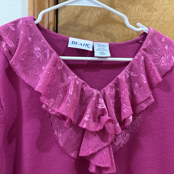 Women’s Blair purple ruffle V Neck long sleeve - Picture 2 of 5